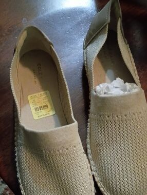 Cole Haan Beige Knit Slip-On Espadrille Flats